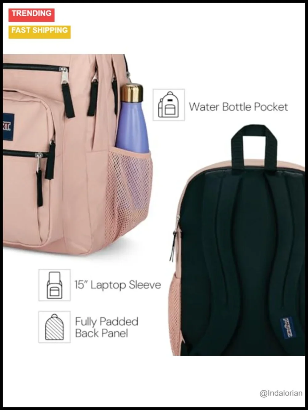Laptop Backpack with Ergonomic Shoulder Straps, 15